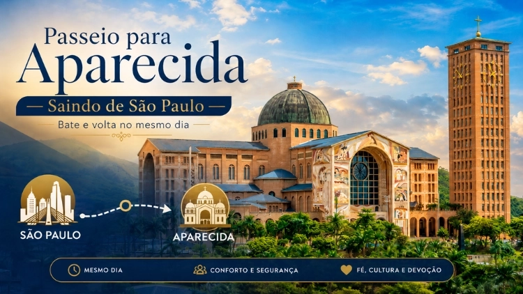 Tour religioso em Aparecida partindo de S&atilde;o Paulo - bate e volta
